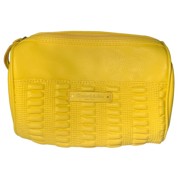 NEW Elizabeth Arden Sunshine Yellow Barrel Style Makeup Bag Large Cosmetic Case - Picture 5 of 11